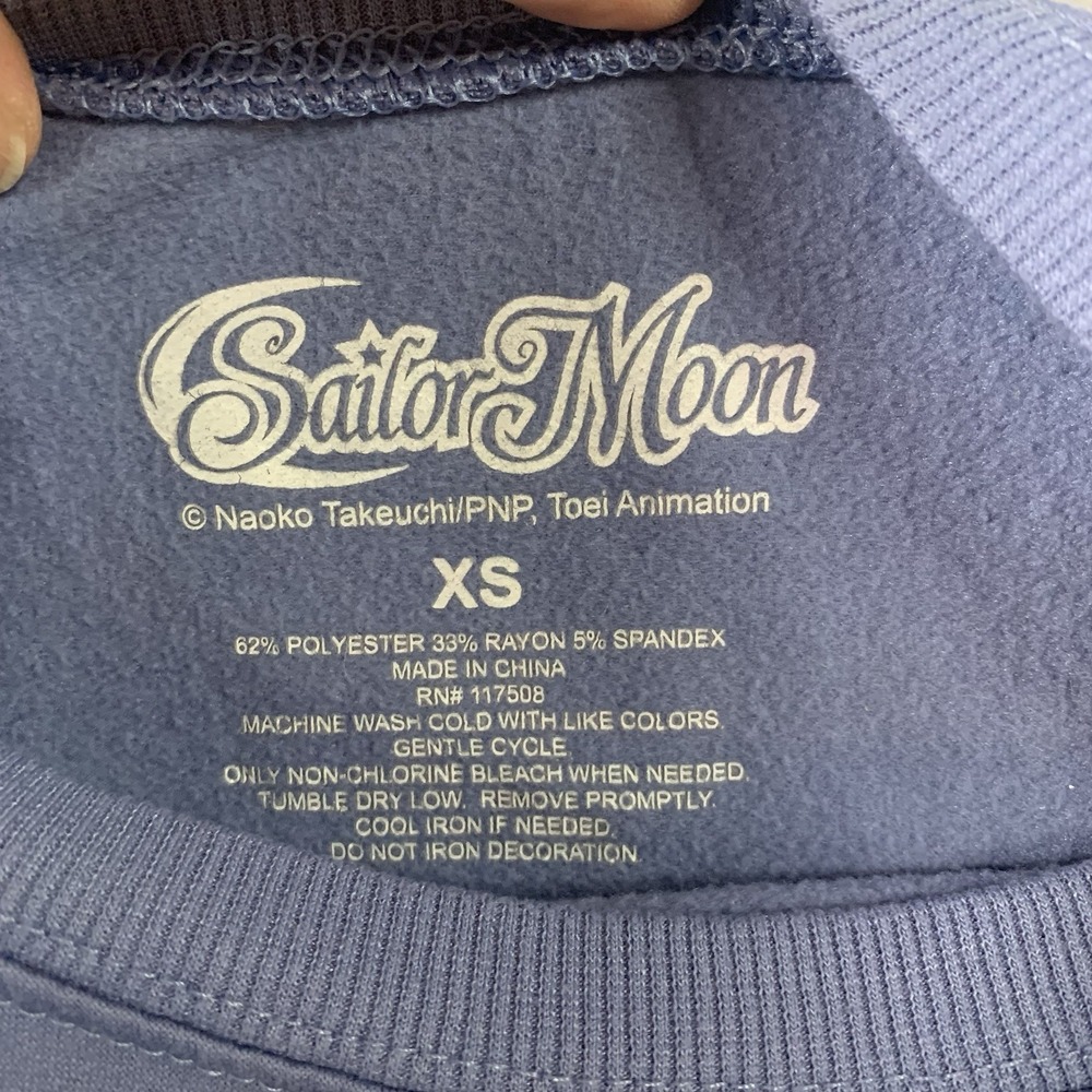 Sailor Moon Sweater Womens XS Blue Sweatshirt Pullover Anime Cartoon Graphic - Picture 2 of 6